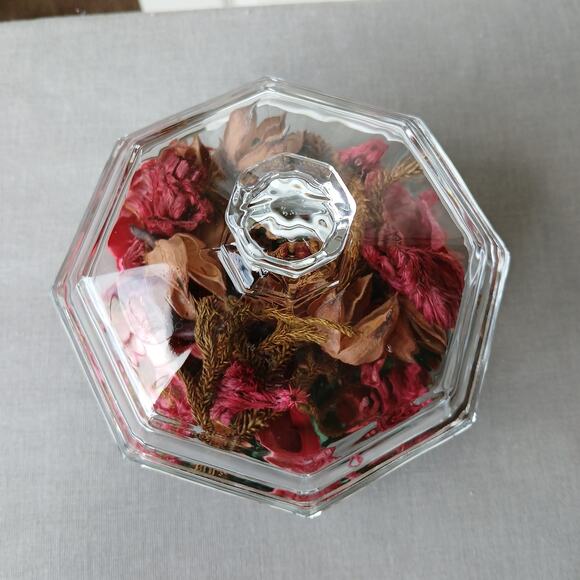 Arcoroc France Octagonal Clear Glass Covered Dish display Vintage 80s potpourri - Picture 2 of 12